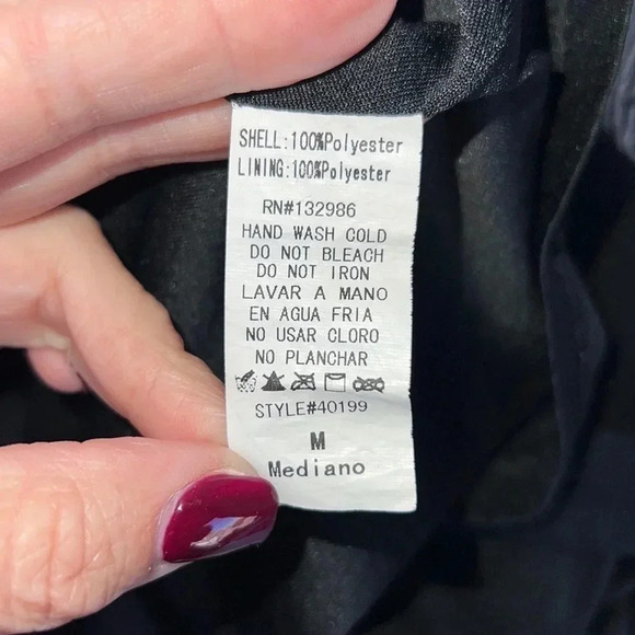 Mittoshop Black Dress Size MEDIUM Embroidered Hem - Picture 8 of 9